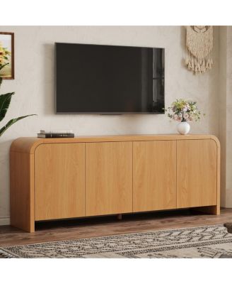 Farmhouse Curved Edge TV Stand for TVs up to 70" with Large Cabinets