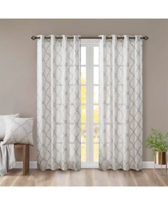 Fretwork Print Grommet Top Window Curtain Panel Only 1 Piece Panel