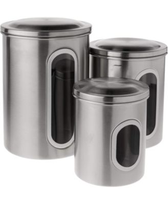 Modern Stainless Steel Food Storage Canister Set, Set of 3