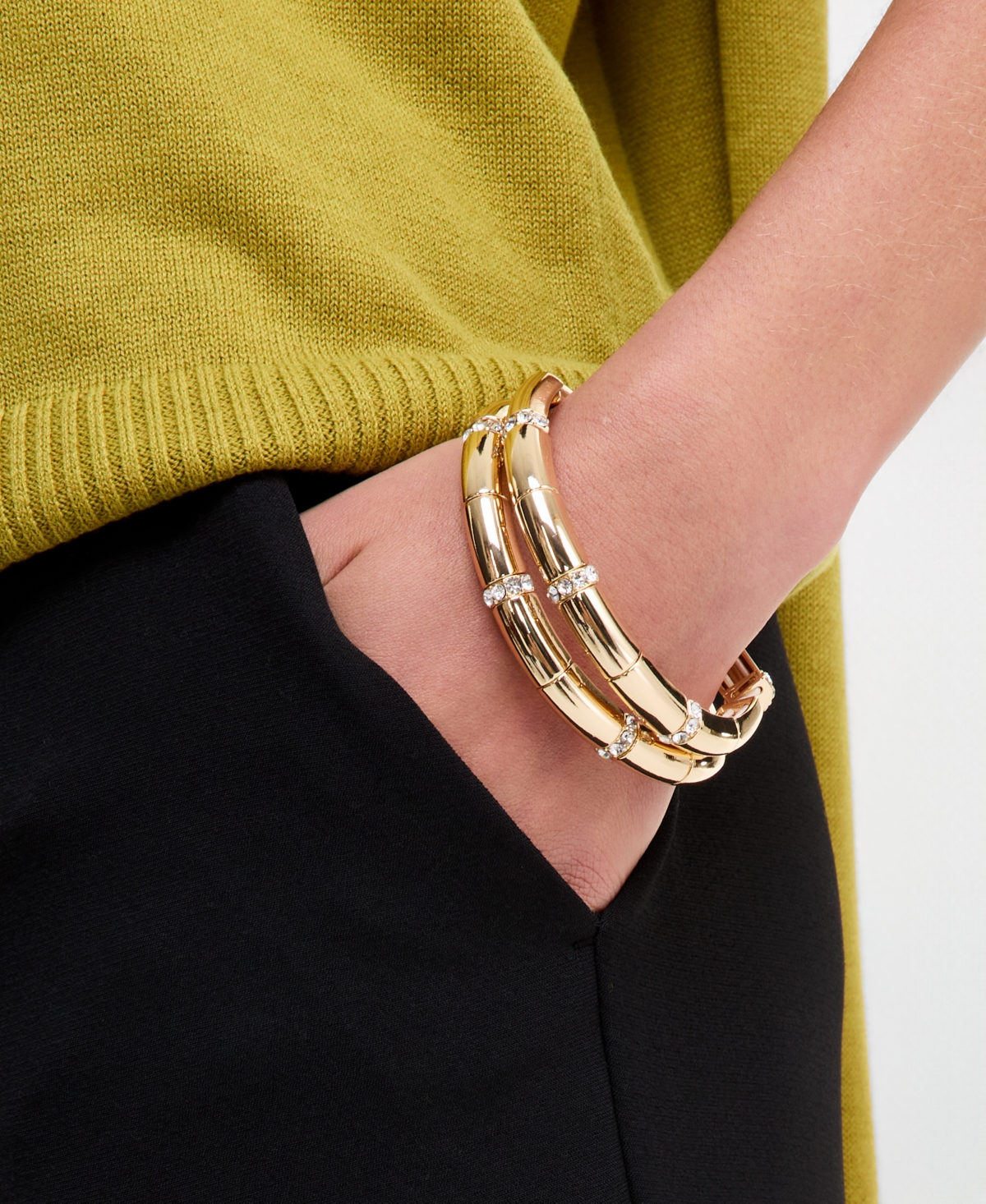 I.n.c. International Concepts Pave & Tubular Beaded Stretch Bracelets, 2-Piece Set, Macy's Exclusive