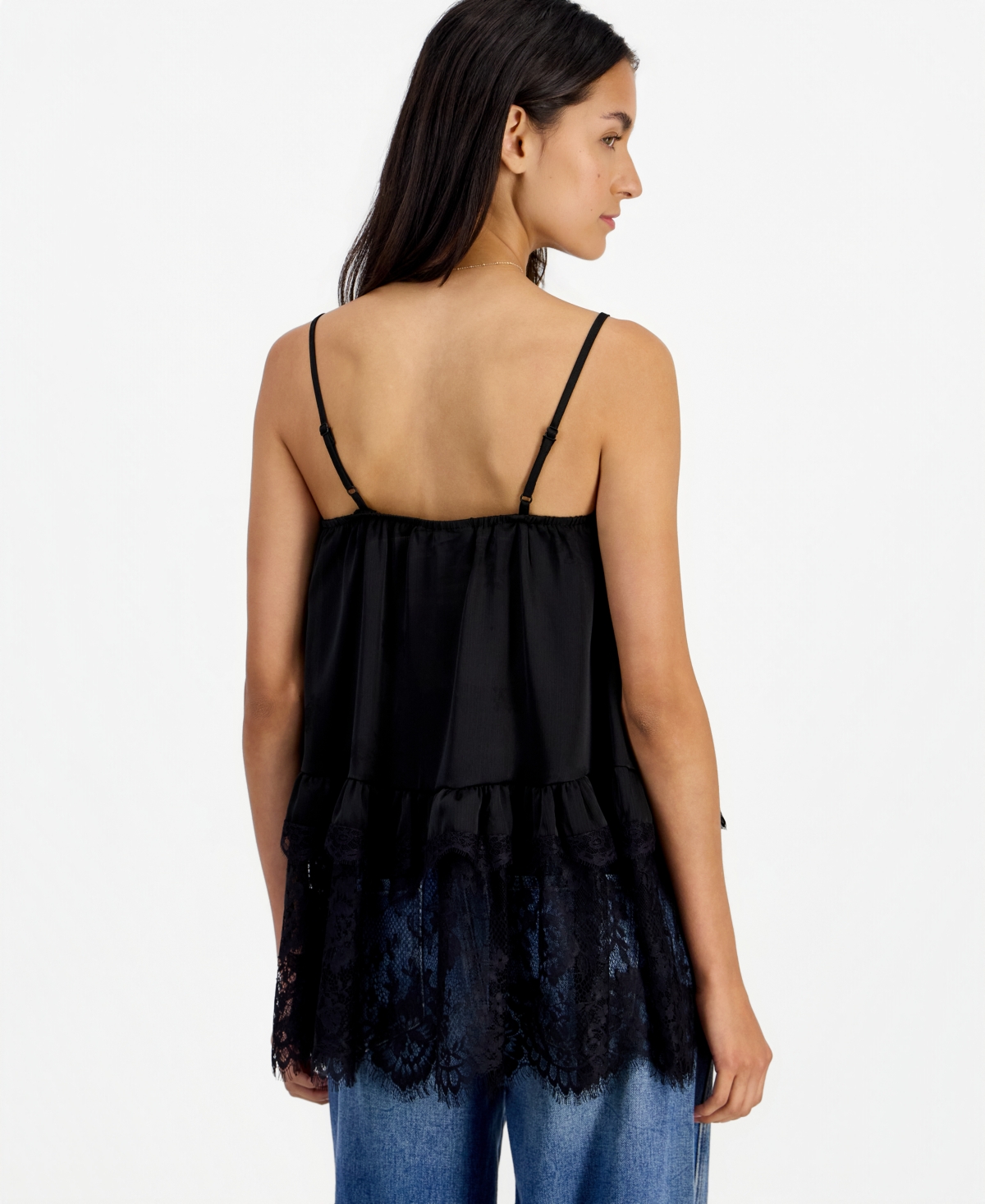 And Now This Women's Lace Trim Long Ruffle-Trim Camisole, Macy's Exclusive
