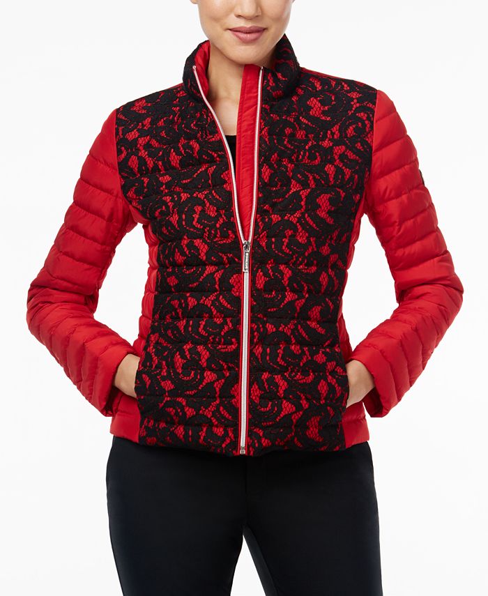 Lace top puffer jacket