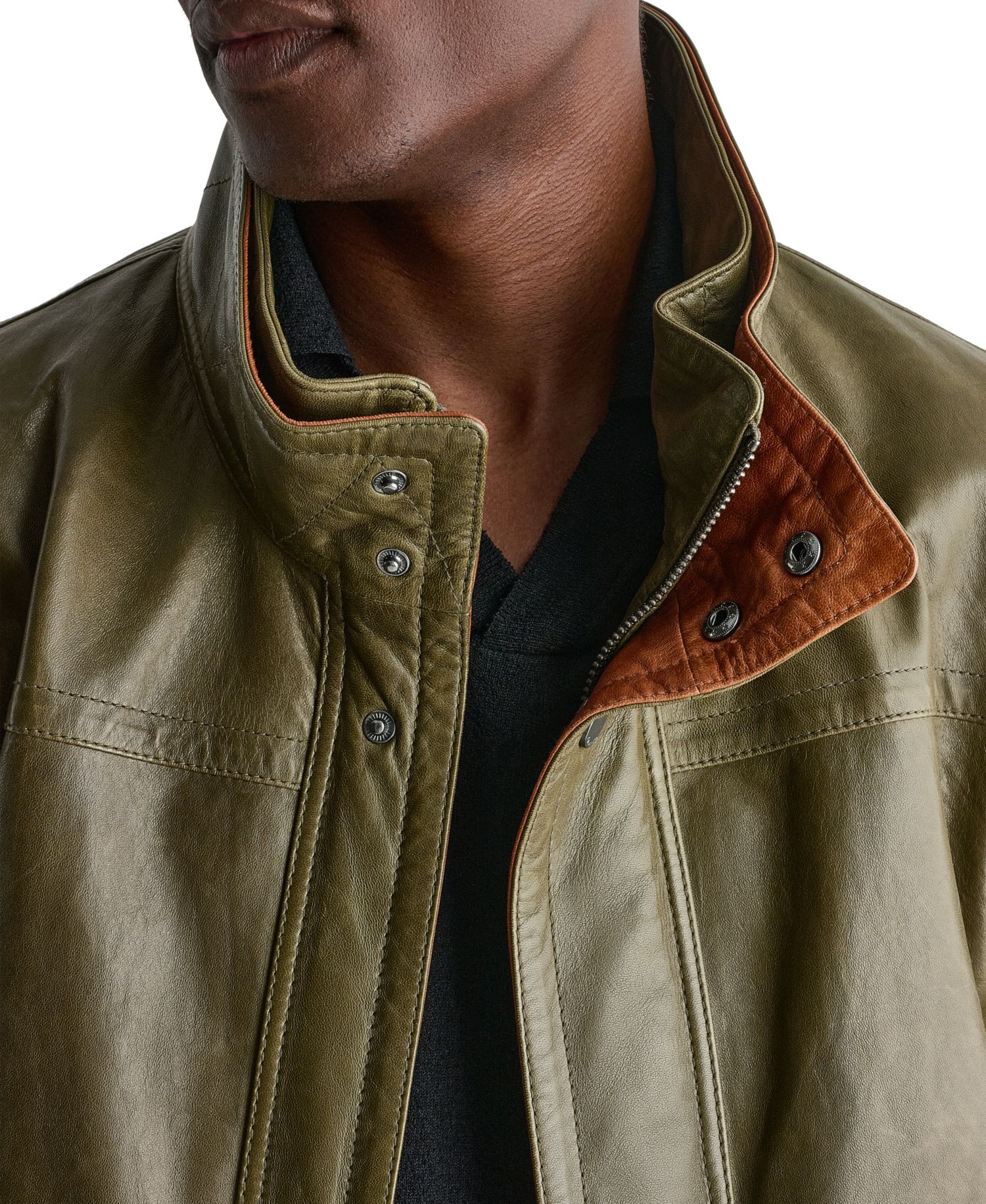 Men's Leather Double Collar Vintage Jacket
