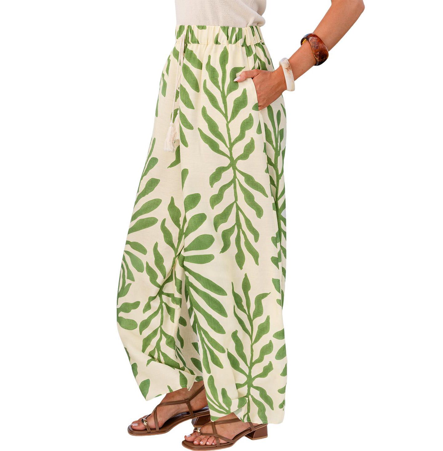 Женские брюки Cupshe Color Story Tropical, цвет: Пастельный зелёный — фото 2