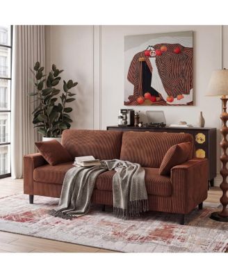 81.8" Corduroy 2-Seater Loveseat with Sturdy Iron and Wood Frame