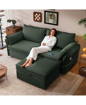 85-Inch Convertible Plush Sofa Bed - Two-in-One Living Room Design