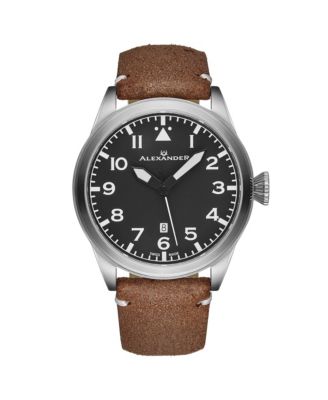 Men's Swiss Made Aviator A601.02  Quartz Watch with Dial, Suede Leather Strap, Sapphire Crystal, 42mm