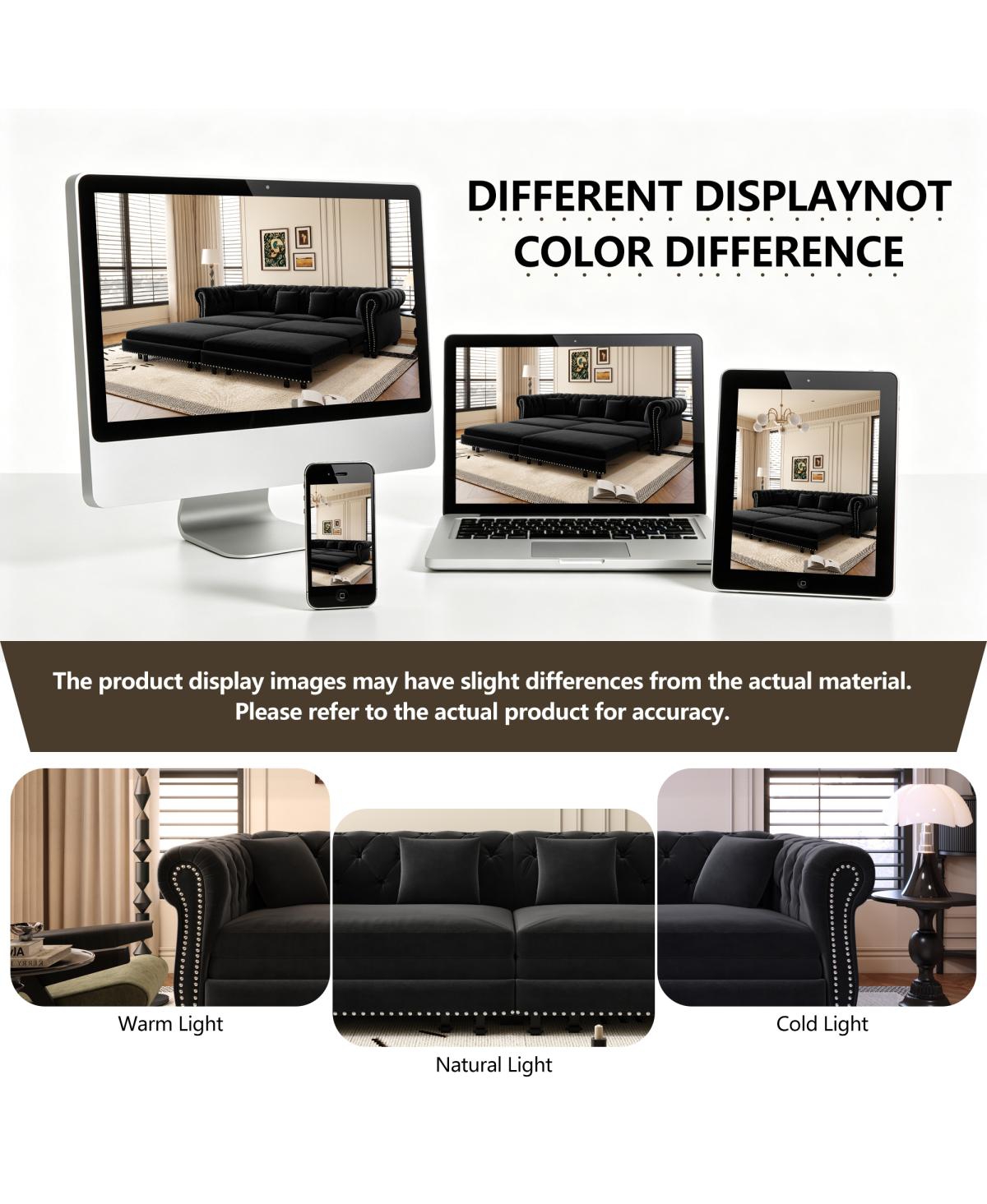 Streamdale Furniture Chesterfield 3-in-1 Convertible Pull-Out Sleeper Sofa Bed with Ottoman