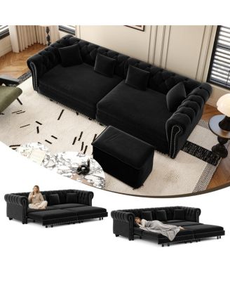  Chesterfield 3-in-1 Convertible Pull-Out Sleeper Sofa Bed with Ottoman
