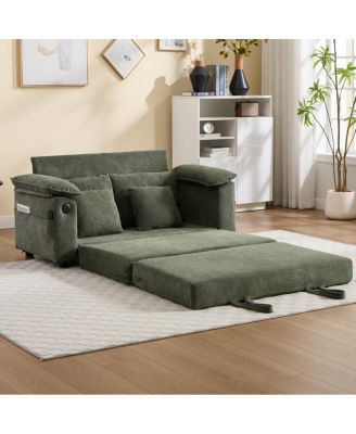  58" 3-in-1 Convertible Upholstered Futon Sofa Bed with Side Pockets