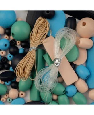 90g   Craft Wood Beads with Elastic Nylon Cord