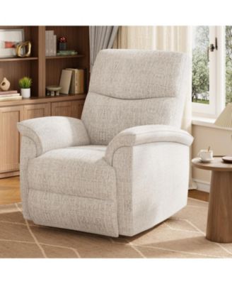 Oversized Swivel Rocker Recliner Chair – Manual Chenille Armchair – Extra Wide Seat – Comfortable Single Sofa for Living Room