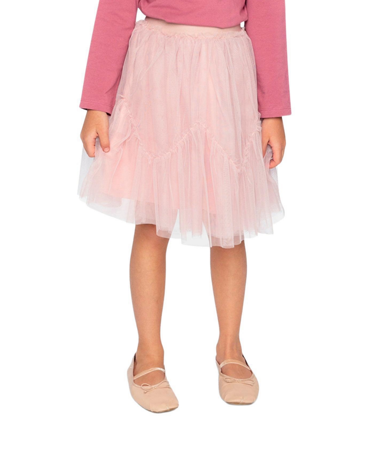Deux par Deux Little and Big Girl ( size 6 to 12 ) Mesh Skirt Pale Dusty