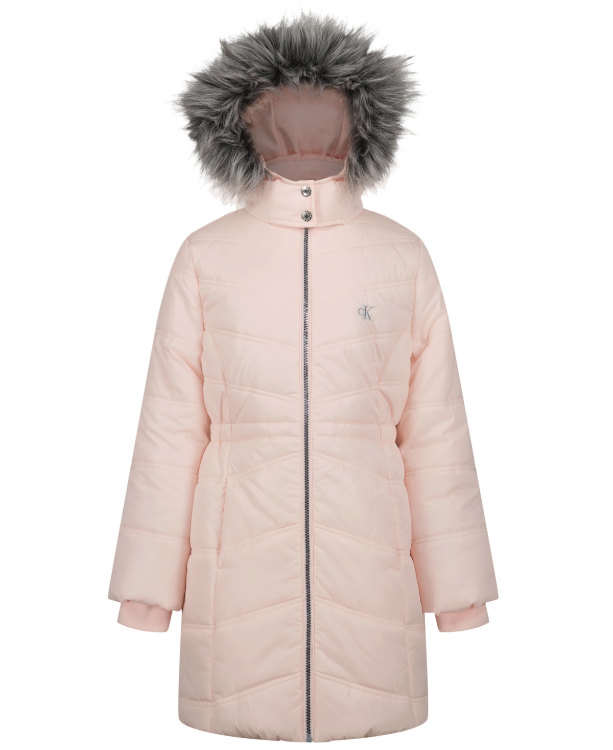Calvin Klein Girls 4-6X Aerial Puffer Jacket - Mangano Calcite
