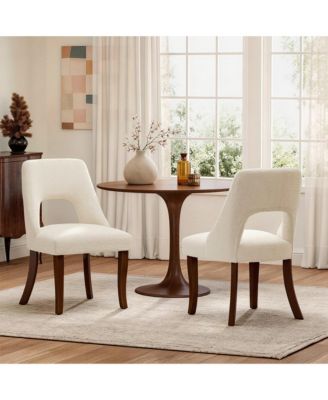 Dining Chair Set Of 2 With Chenille Upholstery, Modern Kitchen Chairs, Tufted Club Side Chairs, Curved Solid Legs