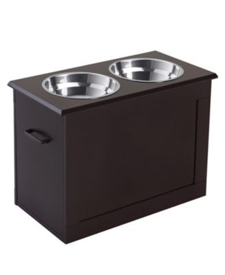 Raised Dog Feeding Storage Station with 2 Bowls for Large Pets