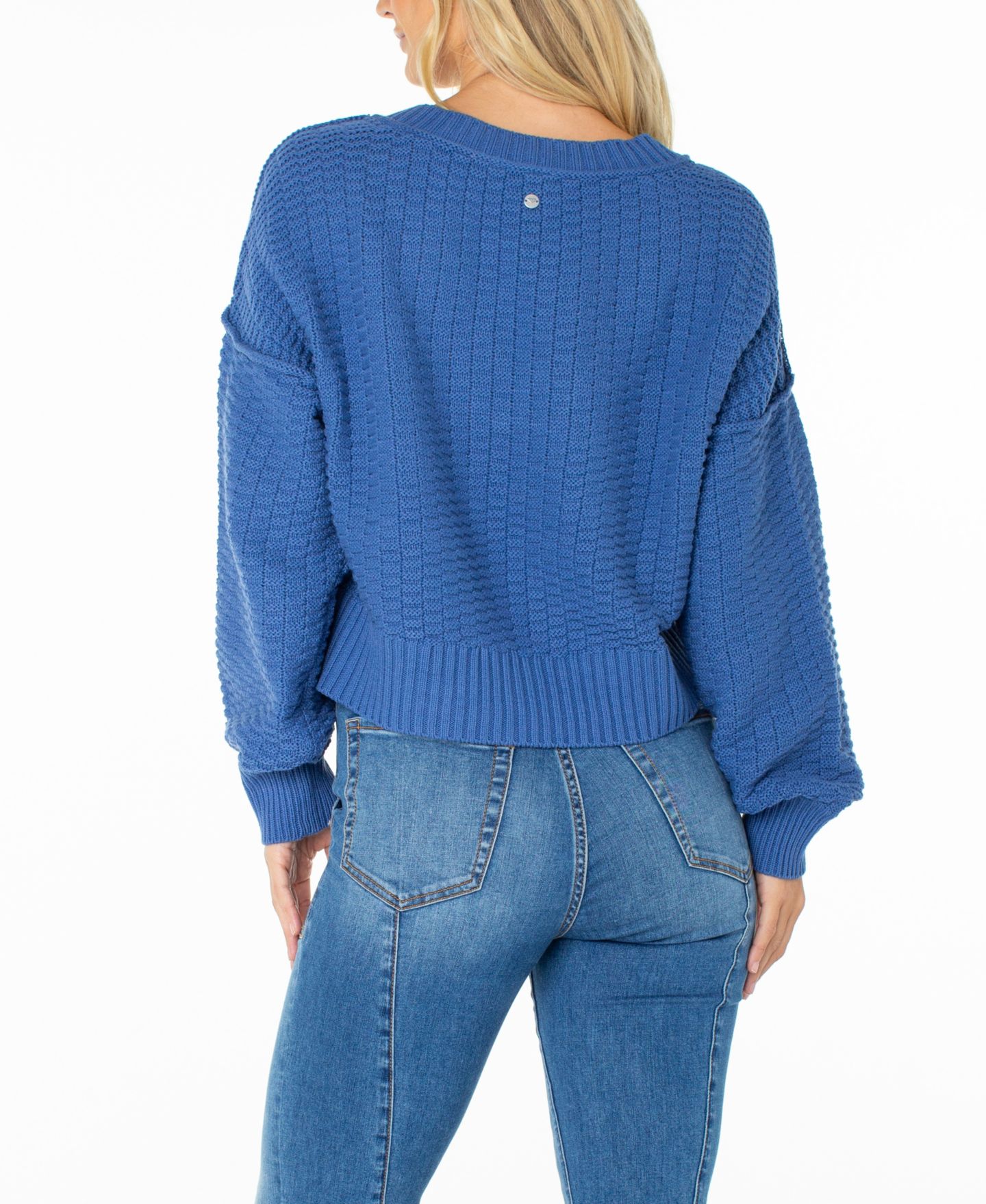 Женский свитер Roxy Study Hall V-Neck Cropped Sweater, цвет: Синий — фото 4