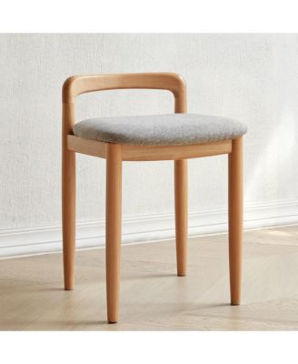 Single Natural Beech Wood Bench Makeup Stool, Fully Assembled 300 LBS Load Capacity