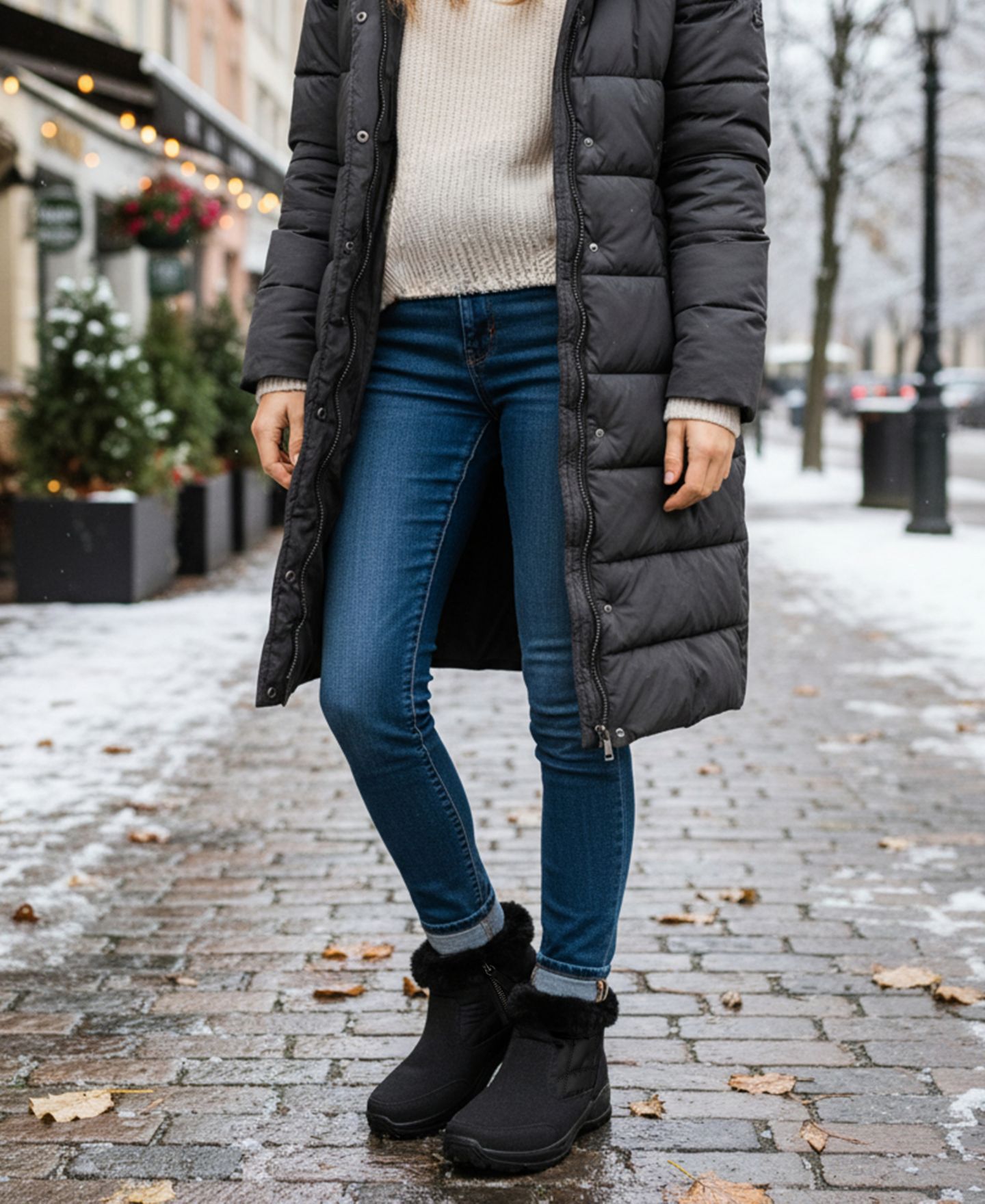 Женские ботинки Easy Street Sleet Winter Round Toe Booties, цвет: Чёрный нубуковый — фото 7