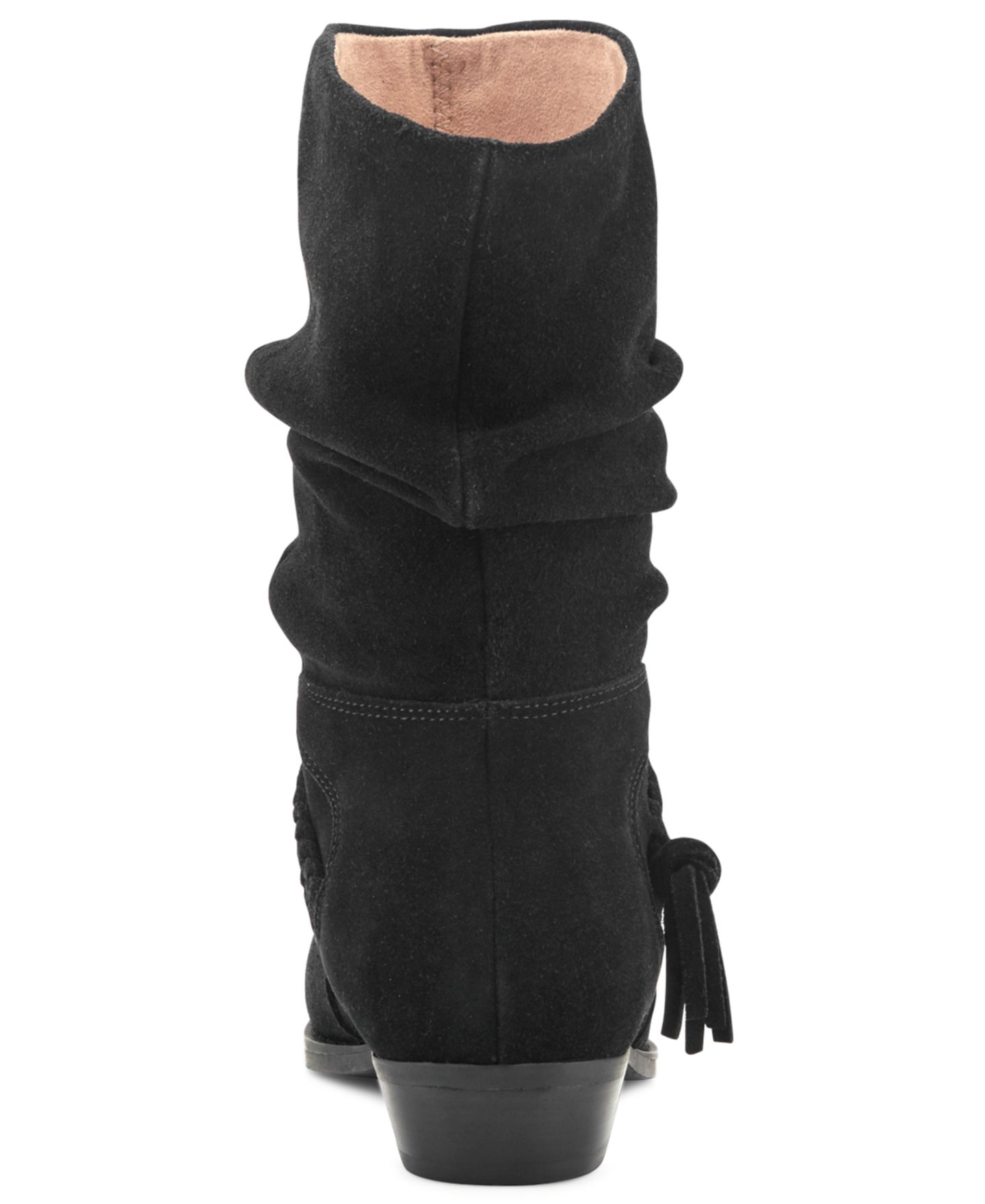Женские ботинки Earth Printy Suede Ruched Low Heel, цвет: Чёрный замшевый — фото 3