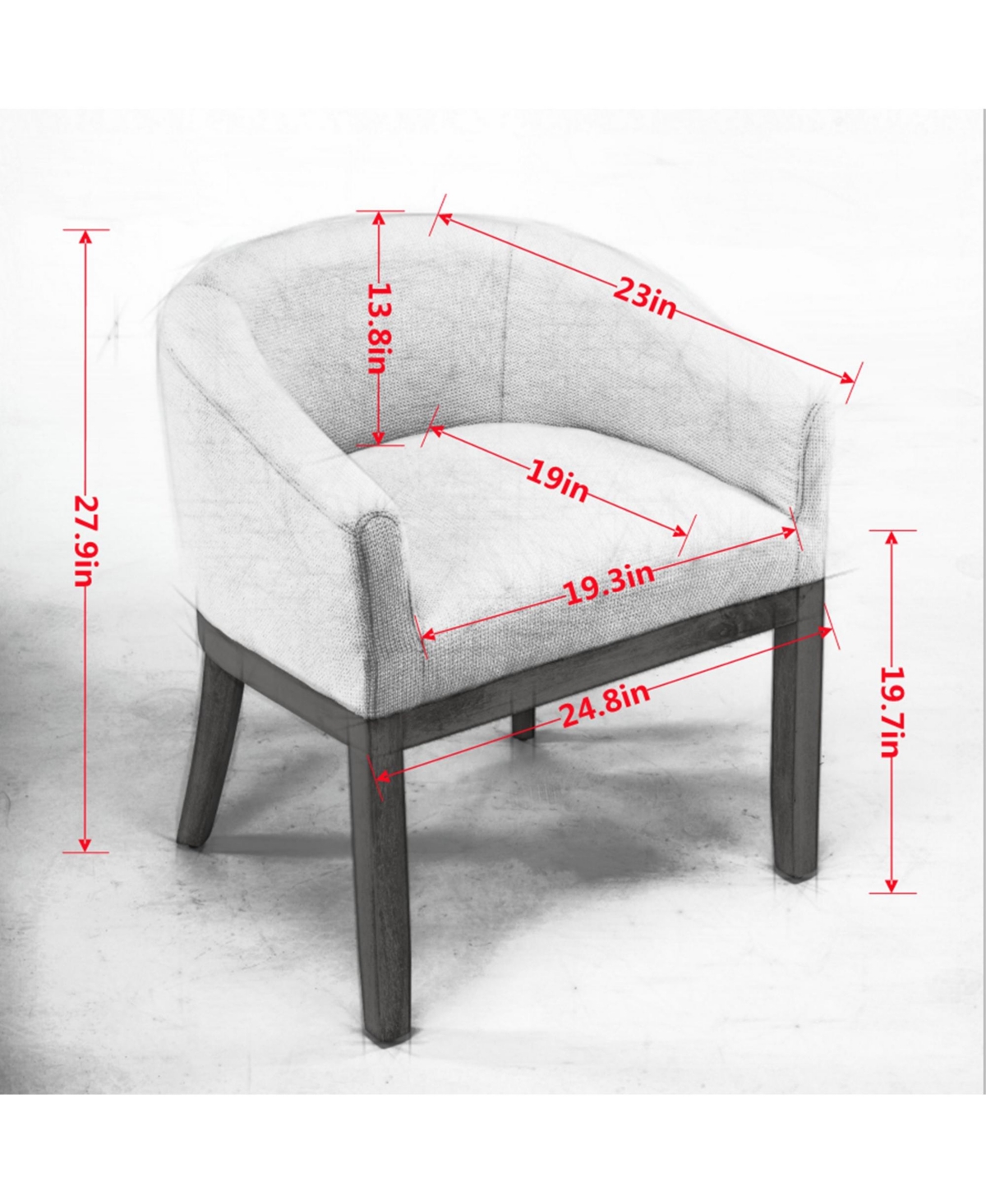 Clihome Upholstered Barrel Dining Chairs, Farmhouse Linen Accent Chairs with Natural Hardwood Frame