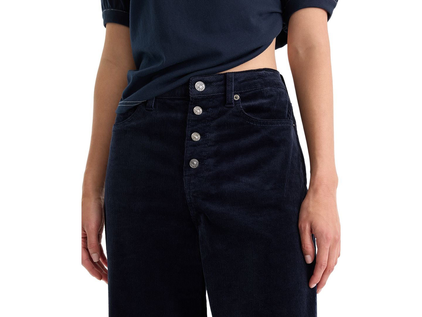 Женские джинсы Good American Vintage High-Rise Wide-Leg Corduroy, цвет: Тёмно-синий — фото 5