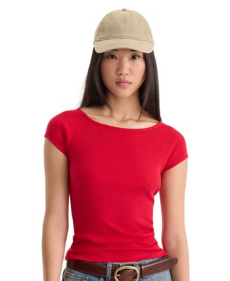 Women's Collarless Short-Sleeve Cotton Top