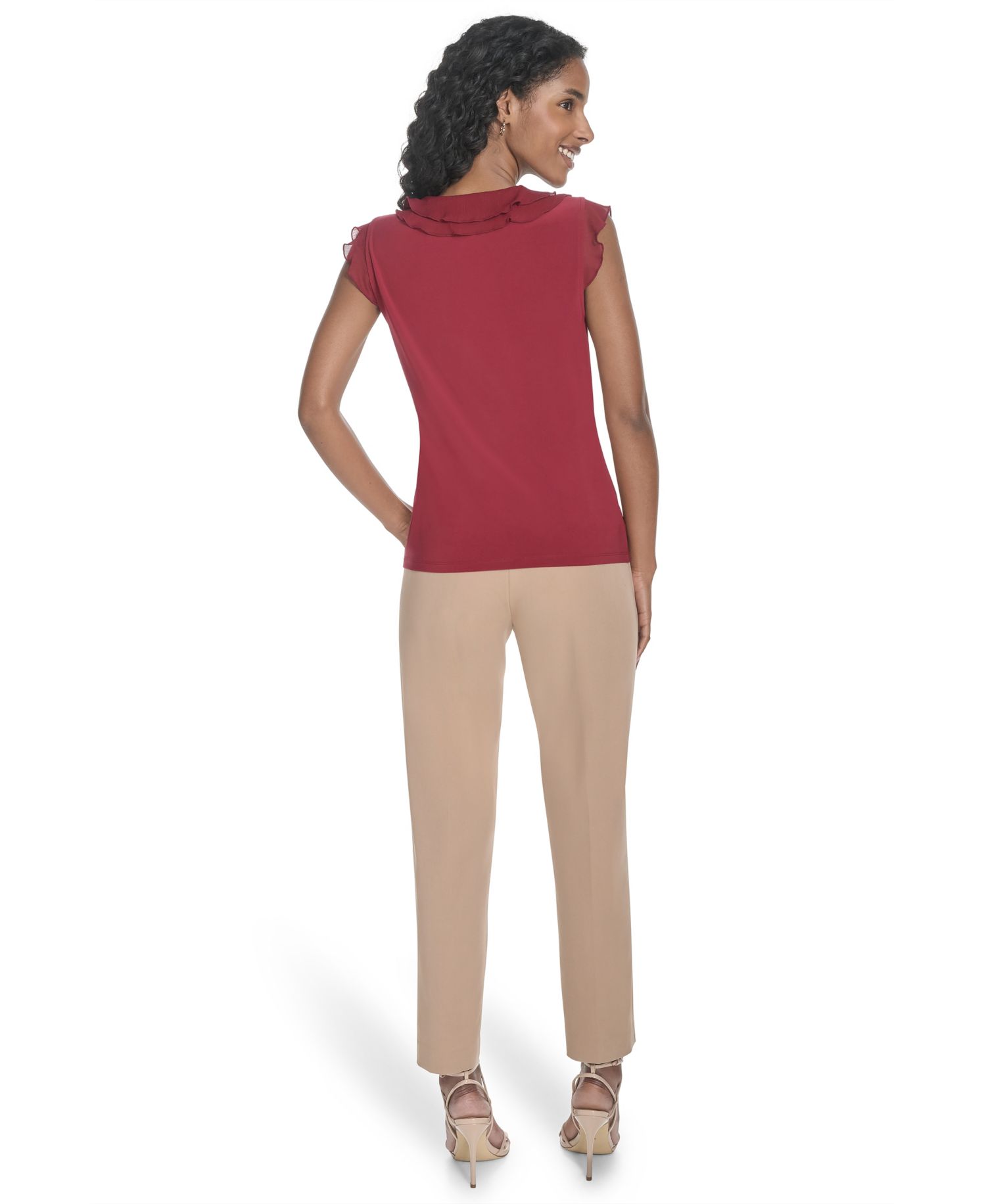 Women's V-Neck Sleeveless Ruffle Top