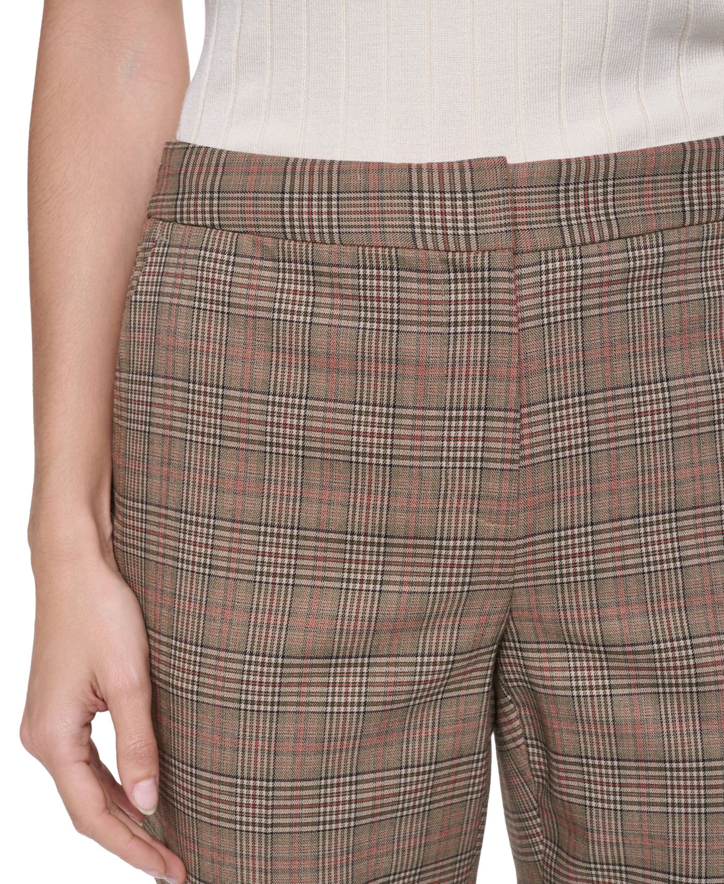 Женские брюки Tommy Hilfiger Plaid Mid-Rise Ankle, цвет: Табачный разноцветный — фото 6