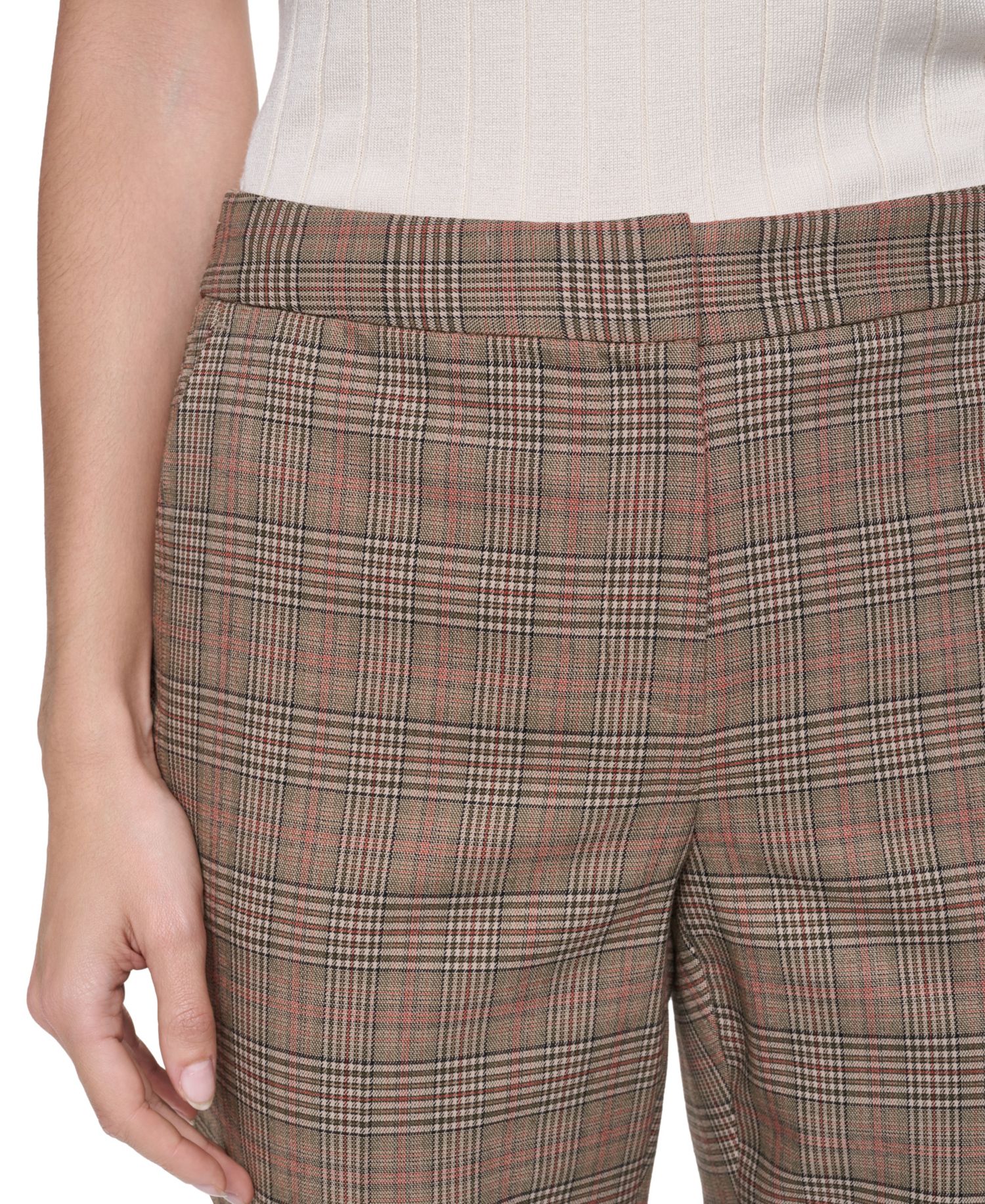 Women's Plaid Mid-Rise Ankle Pants