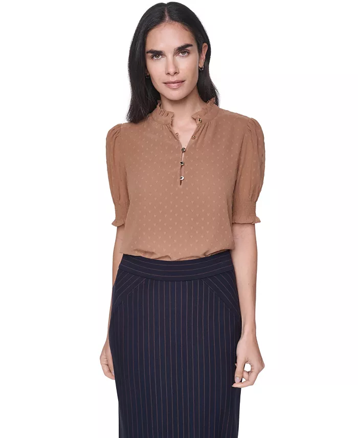 Women's Clip Dot Mock Neck Popover Top - thumbnail 2