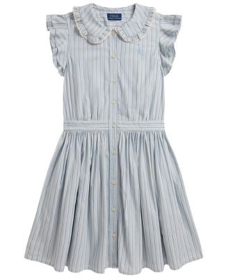 Girls' 7-16 Striped Cotton Poplin Shirt Dress