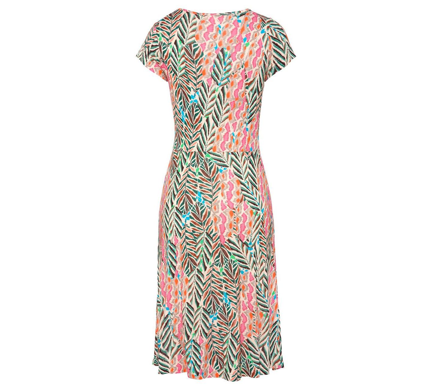 Женское платье LASCANA Ruched V-Neck, цвет: Разноцветный с принтом — фото 7