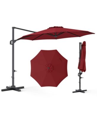 Offset Cantilever Patio Umbrella with Six-Angle Tilt and 360 Rotation