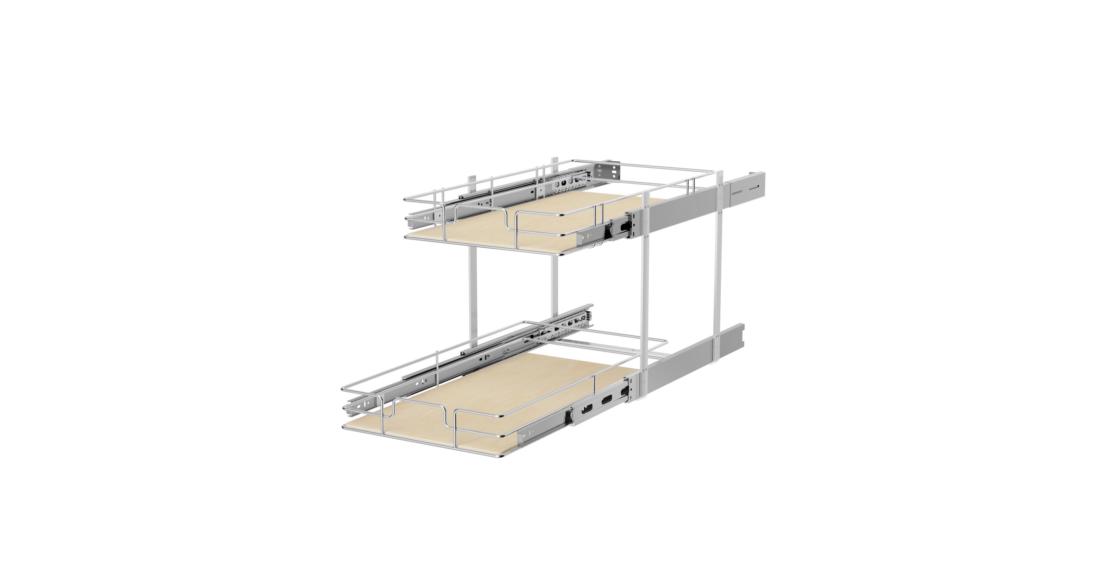 Lovmor 2 Tier Individual Pull Out Cabinet Organizer D Slide Wood Shelves Storage for Kitchen