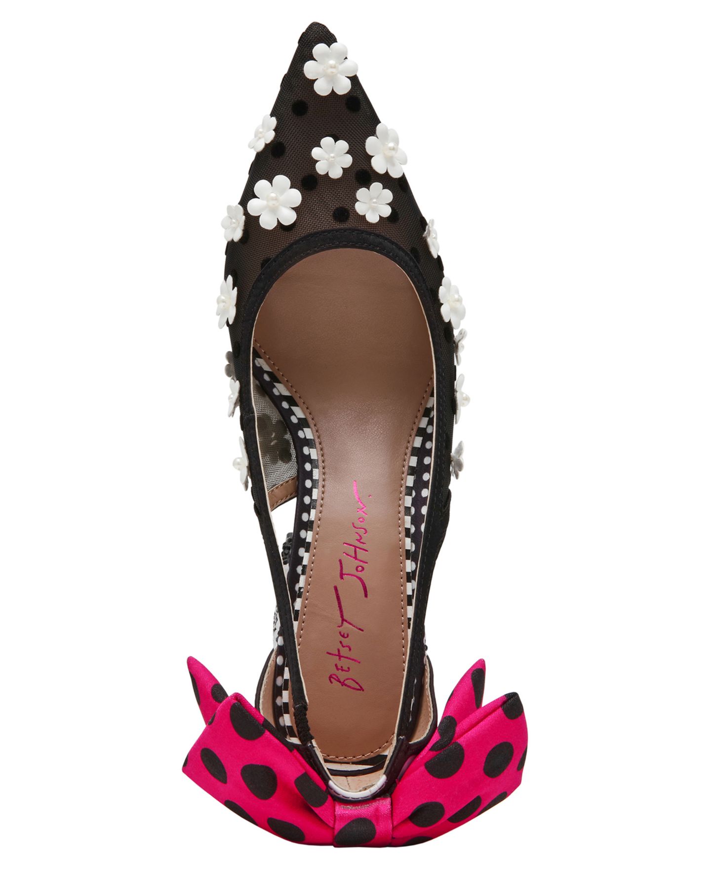Женские туфли Betsey Johnson Felix Slingback Dress Pumps, цвет: Чёрный / Белый — фото 4