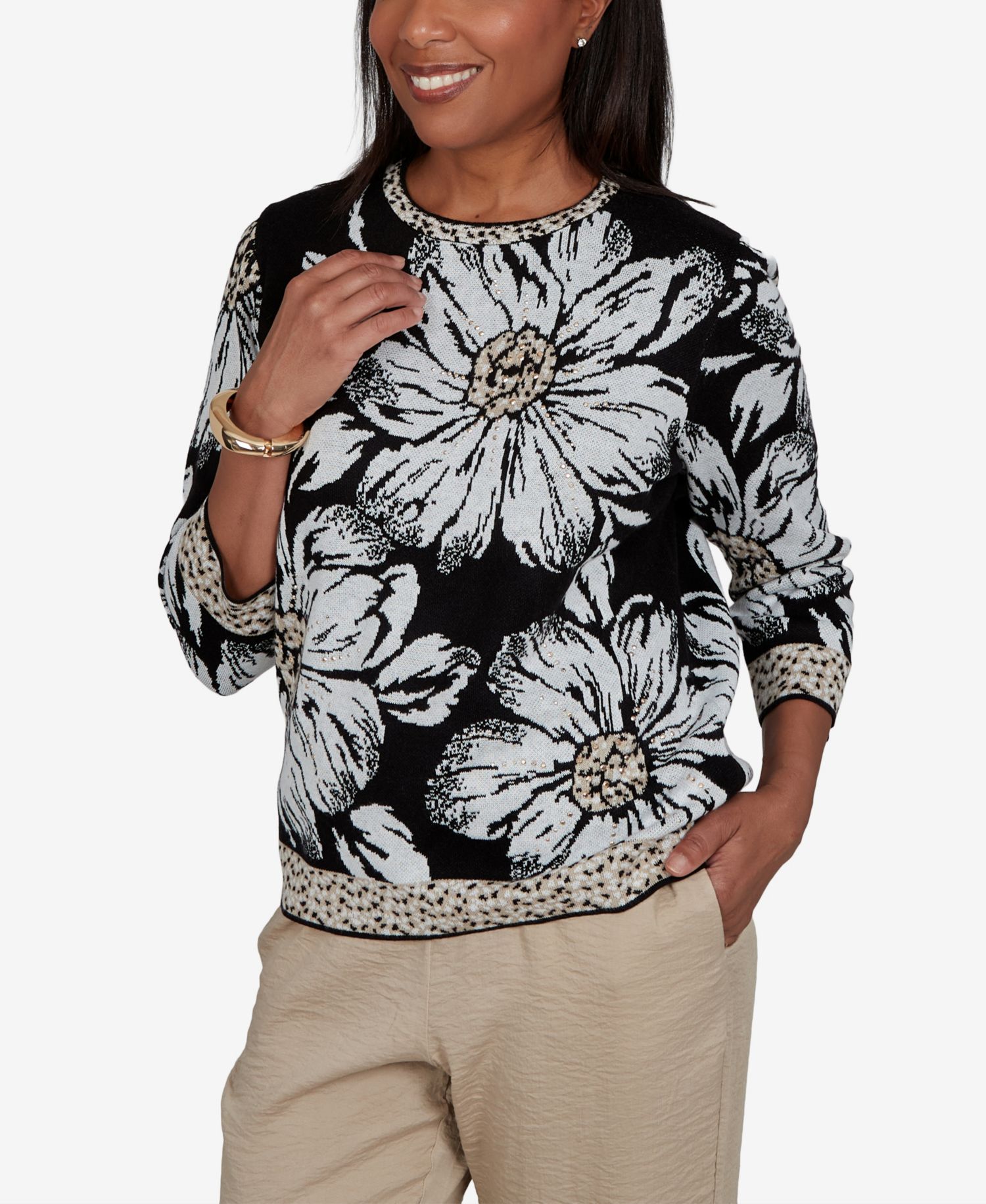 Women's Travel Advisory Dramatic Ink Floral Sweater