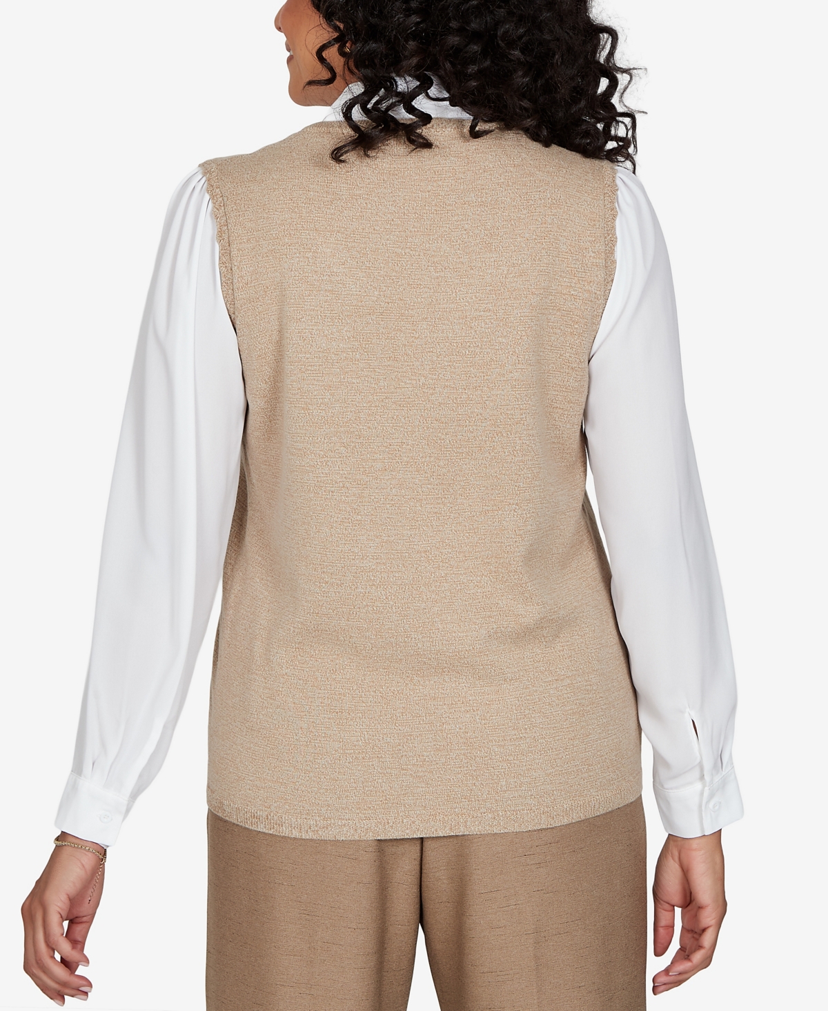 Alfred Dunner Women's Union Square Embroidered Vest Two One Sweater