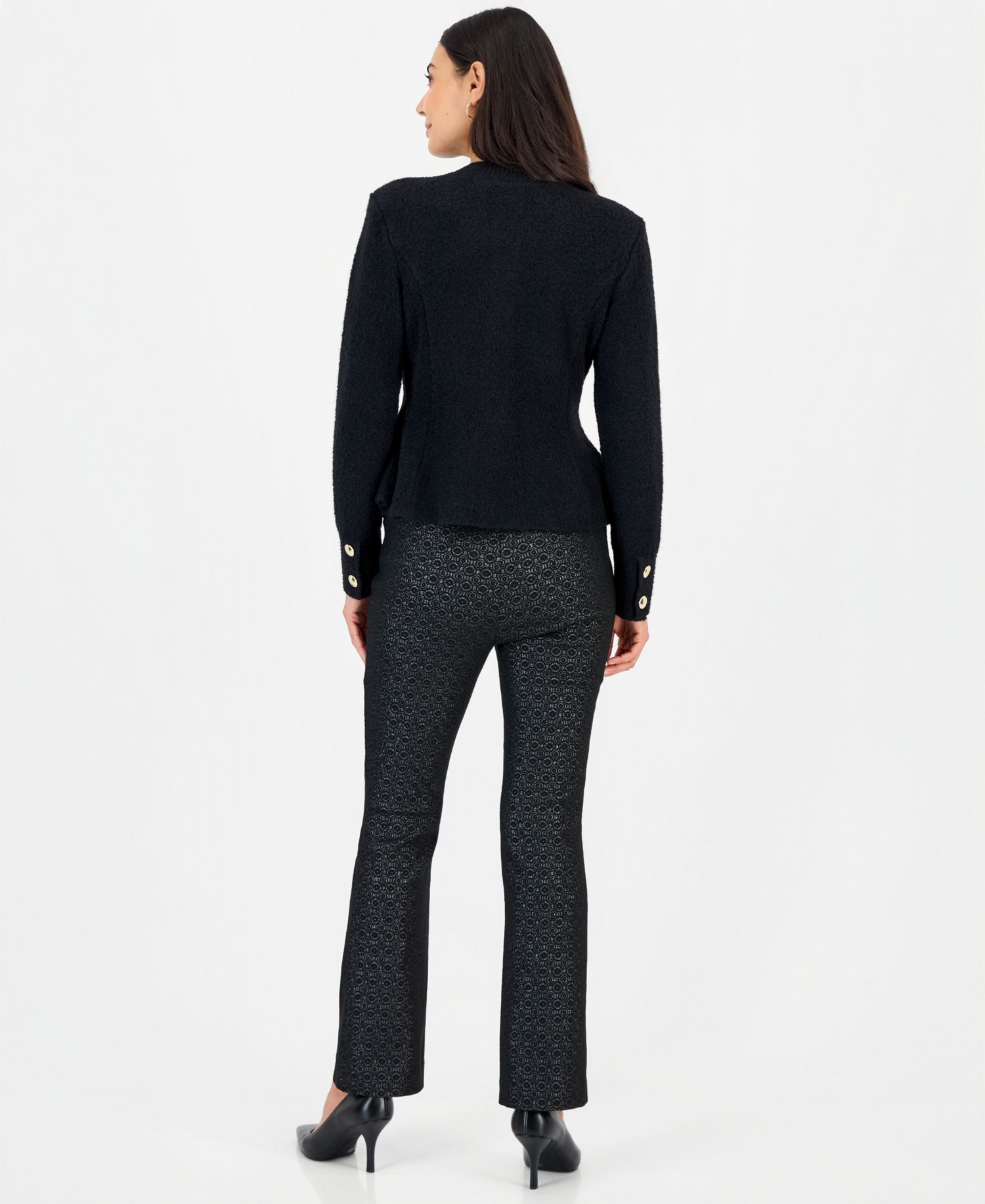 Petite Peplum Crewneck Cardigan