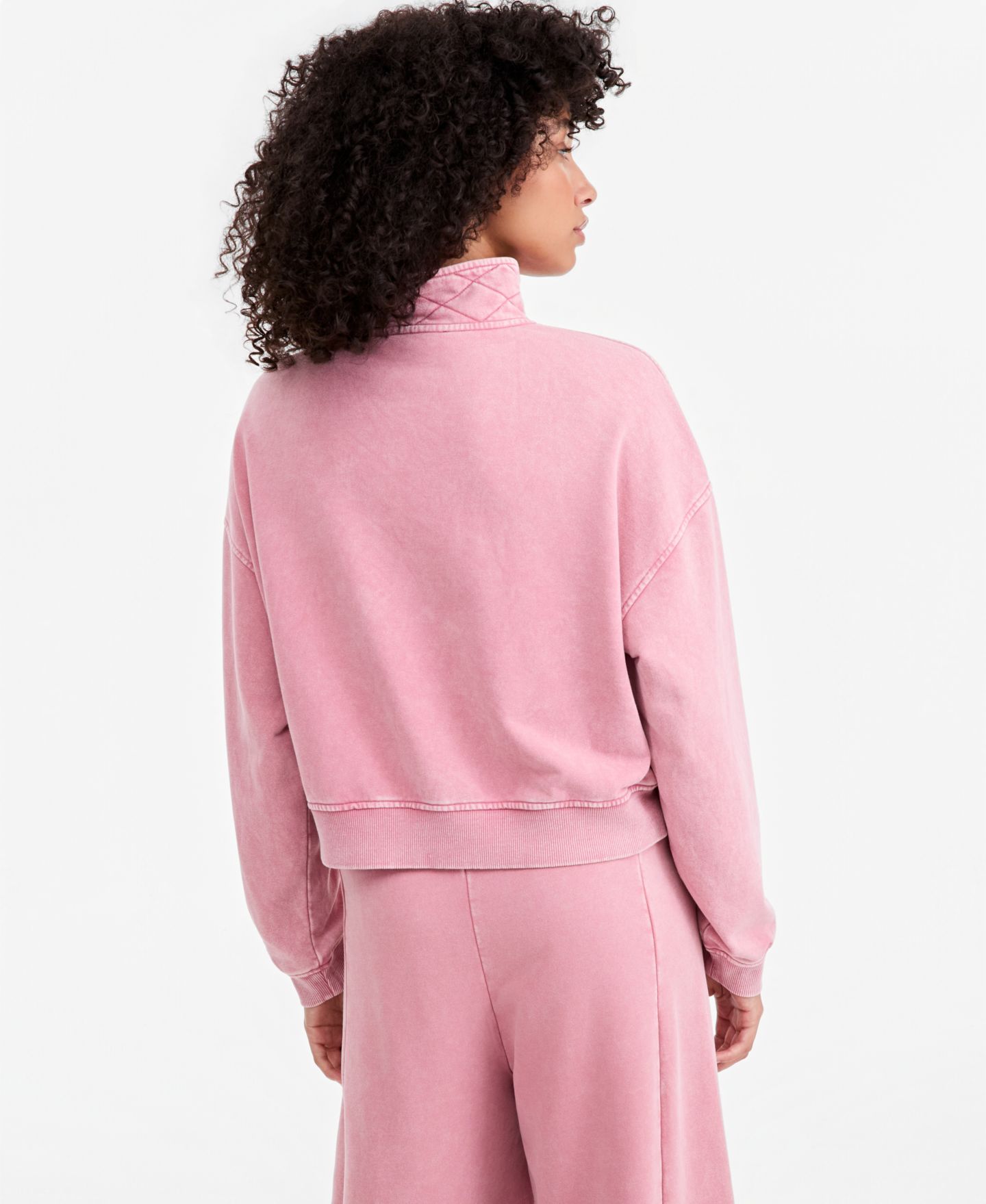 Женский свитшот And Now This Petite Snap Henley Fleece French Terry Mock Neck, цвет: Camelia Kiss — фото 4