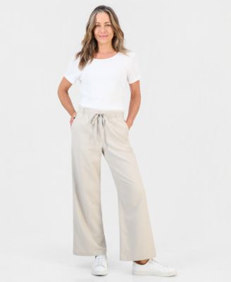 Women's Petite Dobby Pull-On Wide-Leg Pants, Macy's Exclusive