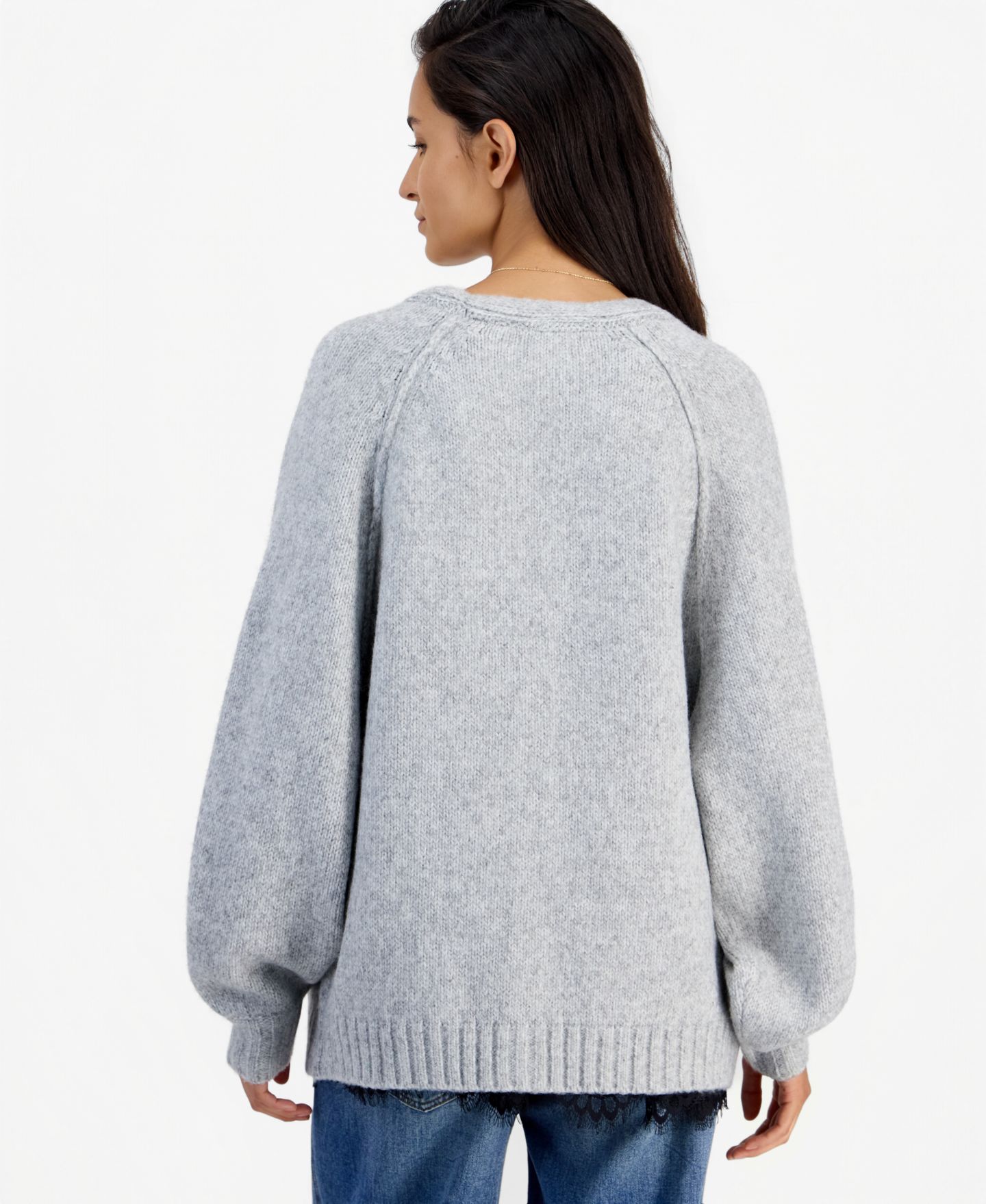 Женский кардиган And Now This Slouchy Ribbed-Knit Button-Up, цвет: Серый — фото 2