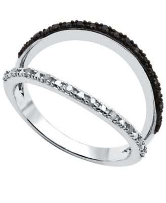 Black Diamond (1/10 ct. t.w.) & White Diamond (1/10 ct. t.w.) Split Ring in Sterling Silver