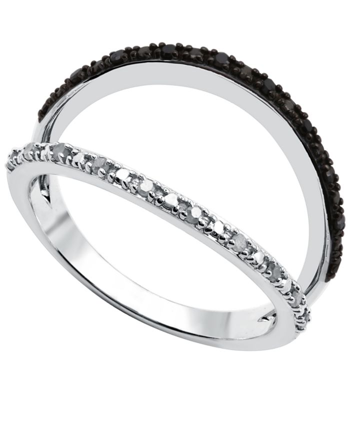 Black Diamond (1/10 ct. t.w.) & White Diamond (1/10 ct. t.w.) Split Ring
