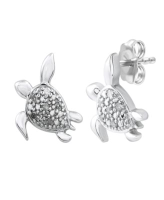 Diamond Turtle Stud Earrings (1/10 ct. t.w.) in Sterling Silver