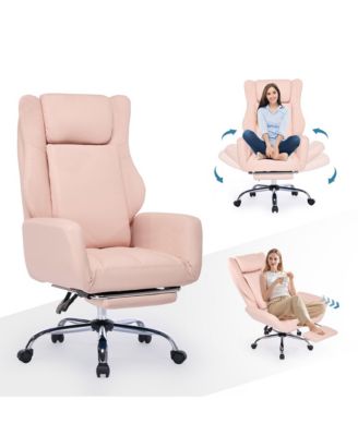 PU Leather Cross-legged Office Chair, Criss Cross Executive Desk Chair with Flip-up Arms