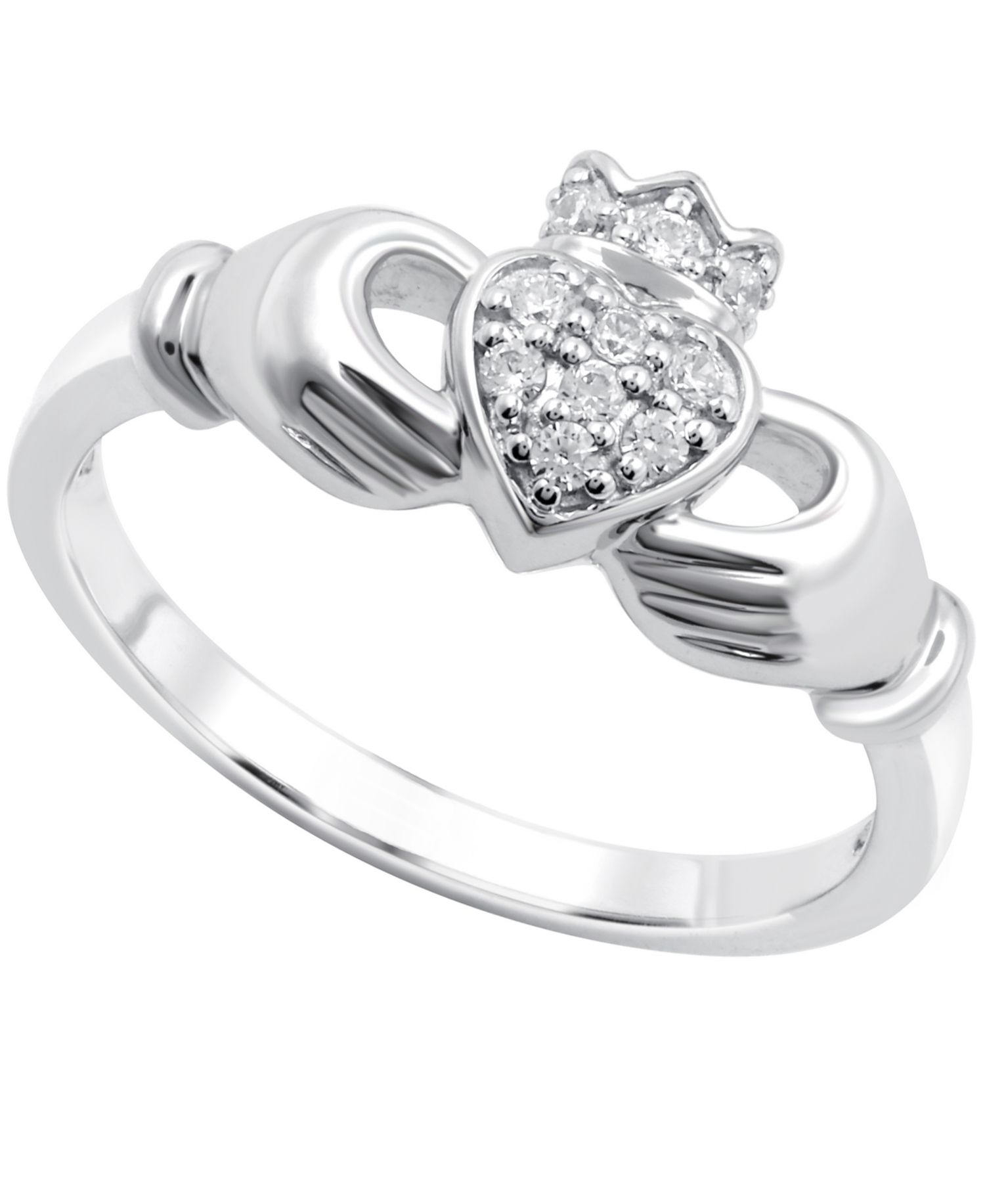 Diamond Claddagh Ring in Sterling Silver (1/10 ct. t.w.)