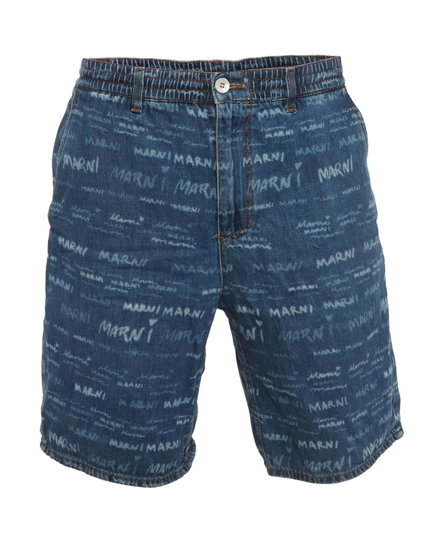 Men's Logo Print Denim Drawstring Shorts