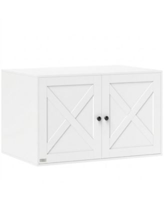 Cat Litter Box Furniture Enclosure with Barn Door and Tabletop