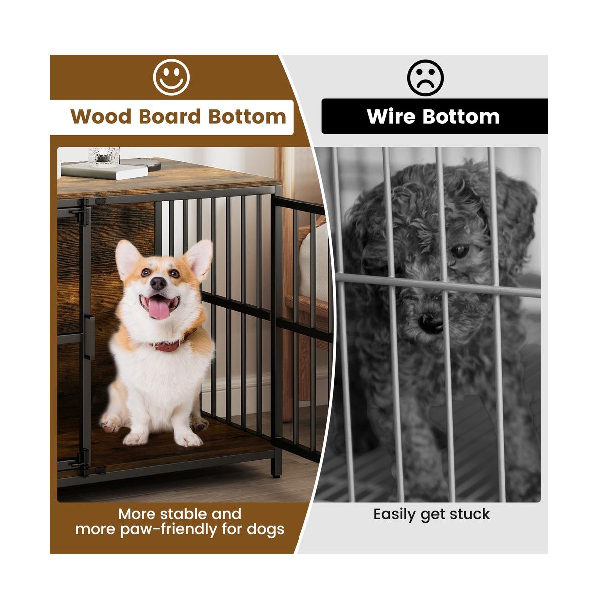 Ruie Dog Crate Furniture Kennel End Table with Dual Lockable Double Doors